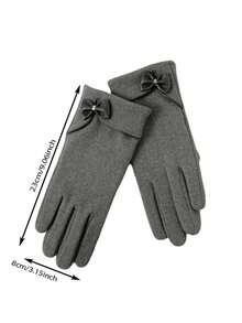 1pc Women's Warm Fleece Gloves - Fashion Bow Decor Fleece Touchscreen Gloves For Winter - Multicolor - View 3