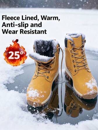 1 双（39-48 码）女士黑色 PU 户外雪地靴保暖内衬加厚保暖男士雪地靴，新款秋冬款式，可用于室内家庭办公室，也适合户外徒步、登山、越野等活动