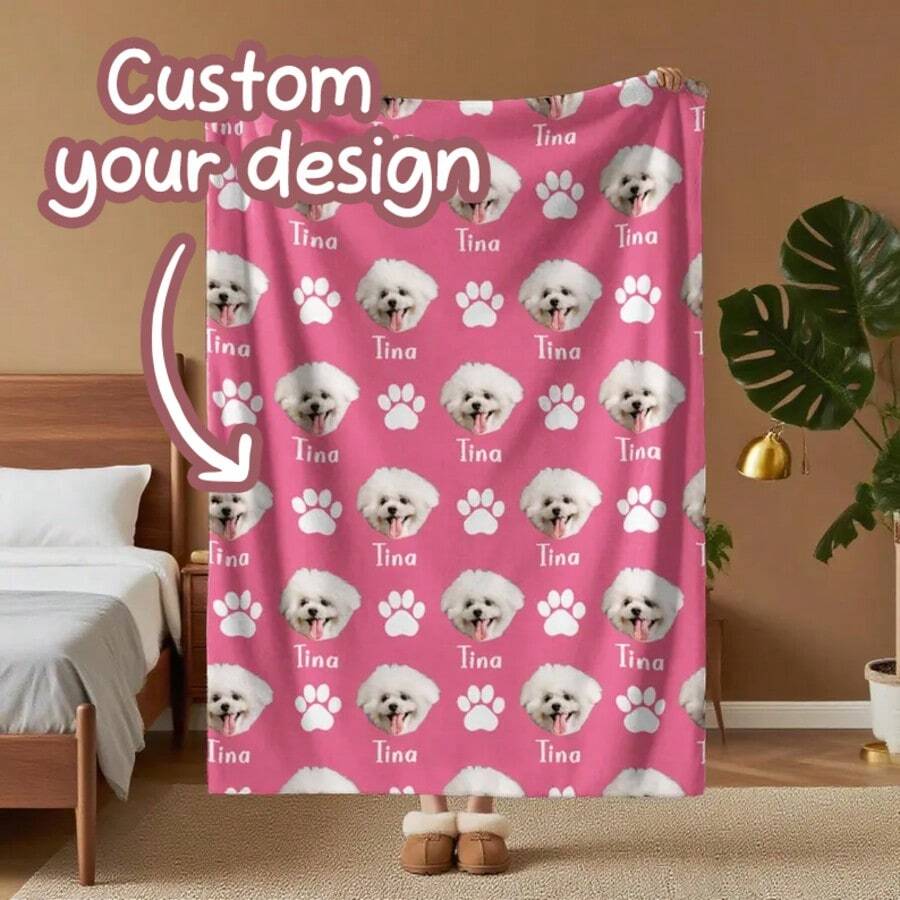Customize Your Pet Blankets With Photos Of Your Pet, Pet Face Prints, Cat/Dog Photos, Souvenir Blankets, And Cat Gifts.
