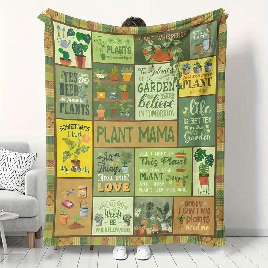 Cozy Plant Lover's Throw Blanket - All-Season, Hypoallergenic Flannel, Perfect For Couch, Bed, Office & Travel - Ideal Gift For Gardeners And Botanical Enthusiasts