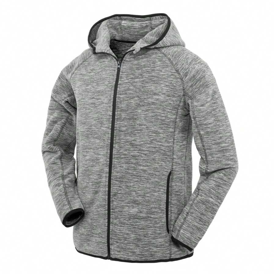 Mens Microfleece Fitness Full Zip Hoodie (Grey/Black) - Grey - View 1