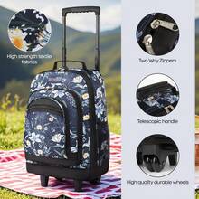 NEW YORK XPRESS 2 In 1 Carry On Travel Backpack 20" Rolling Backpack For Women Men With Wheels & Telescopic Handle For Work Weekend School & Short Trips - BLUE-LILIES - 查看 3