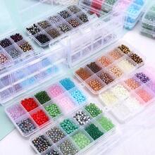 1 盒 10 款 4 毫米玻璃扁珠，DIY 手链、项链、鞋子、帽子、包包、手机链、钥匙扣、工艺品和礼品制作配件 - 10格4mm扁珠(800顆) - 查看 12