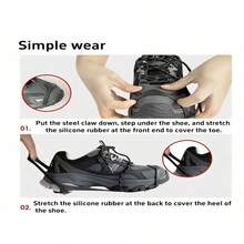 防滑登山雪鞋套 - 冰雪抓手、牵引防滑钉条、登山牵引钉夹、钉子行走、攀岩、钓鱼和冰上运动 - 彩色 - 查看 4