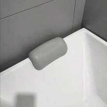 1 pieza Almohada de descanso para bañera de spa con malla 3D, con ventosas, cojín antideslizante para el cuello y la espalda para el baño del hogar - Gris - Ver 6