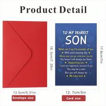 1 Stück "An meinen liebsten Sohn" Geburtstagskarte, Ermutigungskarte, Weihnachtskarte - Nachdenkliche und herzliche Grüße für deinen Sohn an seinem besonderen Tag