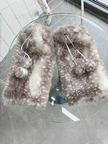 1pc Cute Plush Faux Lace Patchwork Deer Horn Ear Muff, Adorable Sweet Girl Autumn/Winter Thick Warm Earmuffs For Casual Daily Wear - Multicolor - View 18