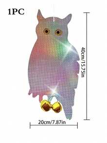 Búho reflectante anti-pájaros, espantapájaros colgante reflectante de plástico - Turbina de viento decorativa para el hogar y el jardín, Repelente de búhos - Ventilador decorativo para la casa y el jardín, Prevenir el robo de frutas, Otoño