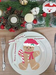 20Pcs Disposable Christmas Paper Napkins, Christmas Napkins With Gingerbread Man Design, Christmas Decorations, Disposable Tableware Decoration, Christmas Party Supplies, New Year Celebration Decor, Party Favor, Kitchen Supplies, Xmas Decor, Tableware For Party&Festive