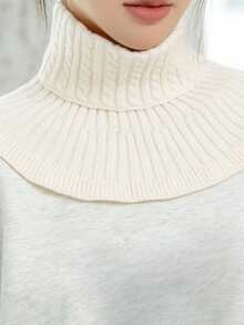 1pc Women Solid Color Knitted Neck Warmer, Knitted High Collar Scarf With Floral Trim, Thick Warm Neck Gaiter For Autumn/Winter, Multiple Colors Available, Casual & Versatile For Dress - Multicolor - View 14