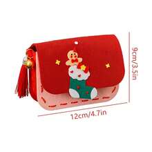 圣诞节创意斜挎包，幼儿园圣诞派对手工材料包，可爱卡通包包礼物 - 彩色 - 查看 2