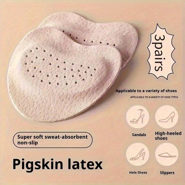 Beige Forefoot Pad, High Heel Insole, Comfortable Super Absorbent Anti-Slip Self-Adhesive Invisible Non-Slip Pad, Universal Size, Women's Self-Adhesive Foot Care Pad, Anti-Slip Shoe Insole, Comfortable Cushion