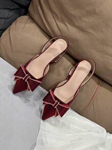 High Heeled Women's Shoes, Fashionable Large Buckle Women's Shoes, Daily Elegant Style,Kitten Heels,Party Outfits - Red - View 8