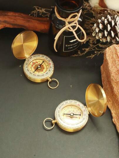 1 pieza Brújula de cobre puro, brújula con tapa tipo reloj de bolsillo, brújula multifuncional para senderismo al aire libre con luminiscencia, brújula de alta gama para topografía profesional, emergencias diarias, precisa, imparcial, calibración a nivel centimétrico, brújula de navegación profesional, instrumento de enseñanza de geografía