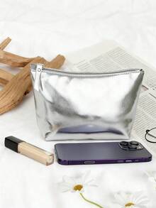 Full Pu Leather T-Shaped Zipper Large Capacity Elegant Makeup Bag, Waterproof & Portable, Suitable For Storing Small Items And Touch-Up Products On-The-Go Y2K Futurist Makeup Storage Minimalist Makeup Bags Makeup Organizer Make Up Organizer For Christmas Day Gift