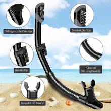 VIESS Gafas de Snorkel, Juego de esnórquel, Snorkel Anti Fugas, Juego deáscara Vista panorámica 180°, Vidrio Templado Anti empañamiento con Tapones para oído, Ideales para Snorkeling, - Negro - Ver 6