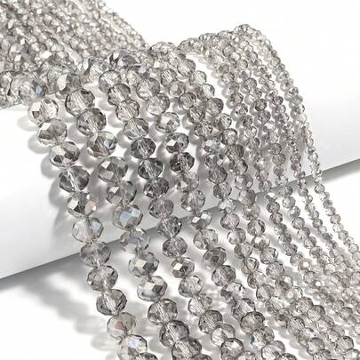 1 件 3/4/6/8/10 毫米透明灰色刻面玻璃水晶珠，闪亮隔珠，时尚休闲百搭奥地利风格手工 DIY 串珠，适用于耳环/手链/脚链/项链珠宝制作/圣诞装饰/节日装饰/婚礼装饰/窗户装饰/箱包和服装配饰
