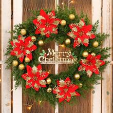 1/10/20pcs Poinsettia Artificial Flowers For Christmas, Fake Christmas Tree Branches Decor, Home Decoration, Floral Decor, Party, Wreath, New Year Outdoor Decoration