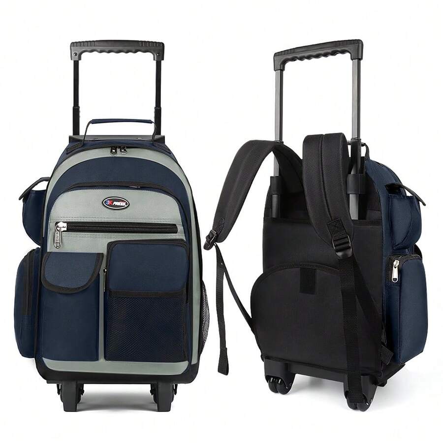 NEW YORK XPRESS 2 In 1 Carry On Travel Backpack 20" Rolling Backpack For Women Men With Wheels & Telescopic Handle For Work Weekend School & Short Trips - 藍色 - 查看 1