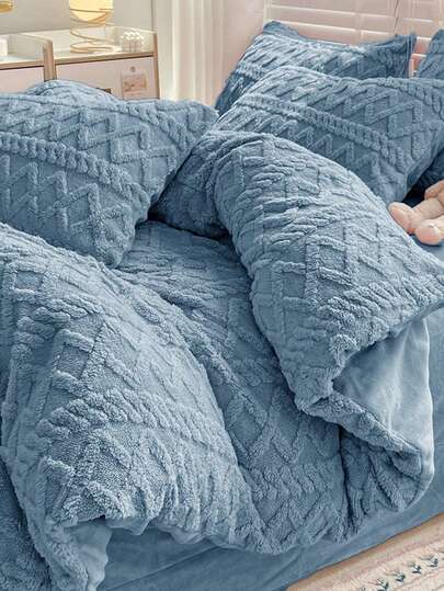 3 件雾灰色天鹅绒水晶天鹅绒柔软舒适羽绒被套套装（1 个羽绒被套 + 2 个枕套），适用于卧室、客房