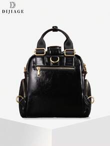 Bolso de mano negro para mujer con patrón de diamantes calientes con elefante y cremallera dorada. Mochila de gran capacidad. Estilo de moda de lujo multifuncional con múltiples bolsillos. Adecuado para fiestas, cenas, actividades al aire libre y viajes.