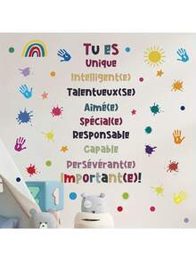 1pc Wall Sticker French Colorful Motivational Slogan Decorative Sticker PVC Sticker Removable Self-Adhesive Easy-To-Tear Sticker Home Decoration Make Your Life A New Look Holiday Decoration Sticker Birthday Graduation Gift - Multicolor - View 6