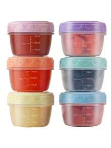 1/3/6 piezas Juego de mini recipientes de almacenamiento de alimentos con tapas, a prueba de fugas, cajas pequeñas para aperitivos/salsas, aptas para cajas bento, para almacenar aperitivos/condimentos/salsas, reutilizables - Multicolor - Ver 4