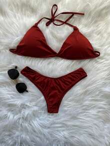 Delta Wing Bikini Set In Suplex Polyamide – Sexy, Comfortable And Stylish! Summer 2025 - Burgundy - View 3