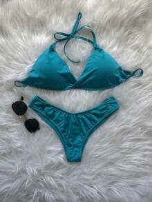 Delta Wing Bikini Set In Suplex Polyamide – Sexy, Comfortable And Stylish! Summer 2025 - Baby Blue - View 2