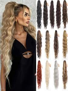 Extensión de cola de caballo de 26 pulgadas de largo de fibra sintética resistente al calor, adecuada para que las mujeres la usen en fiestas y uso diario.