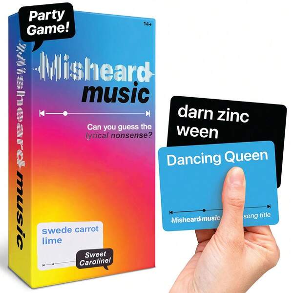 Misheard Music- The Song Or Artist With 500 Nonsensical Lyric Cards, A Hilarious, Super Fun Music And Card Game For Adults And Teens, Perfect For Friends' Get-Togethers, Parties, Family Gatherings, And Halloween Game Nights – A Must-Have; Let's Dive In And Play!