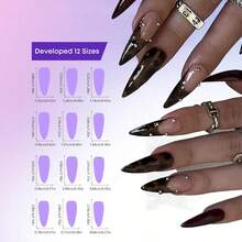 Long Press On Nails Stiletto Fake Nails Brown Ombre Glue On Nails French Tip Acrylic Nails Y2k False Nails 24Pcs Almond Manicure Stick On Nails - 多色18 - 查看 6
