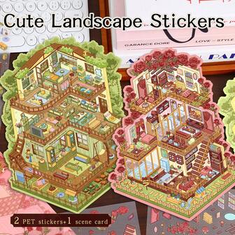 2025 Nuovi adesivi 3D paesaggistici, adesivi 3D per scene in miniatura, adesivi fai-da-te per diario. Adesivi 3D cartoni animati, adesivi creativi autoadesivi per micro-paesaggi domestici, scene di sollievo dallo stress fai-da-te, arte degli adesivi, senza necessità di taglio, coltivare abilità artigianali, alleviare lo stress e divertirsi, regali per amici, riutilizzabili, disponibili in più dimensioni