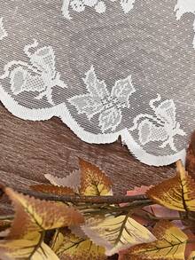 1 pieza Camino de mesa de encaje tejido de Navidad, con elementos de árbol de Navidad, diseño minimalista clásico, adecuado para la cocina, decoración de mesa del comedor, decoración navideña