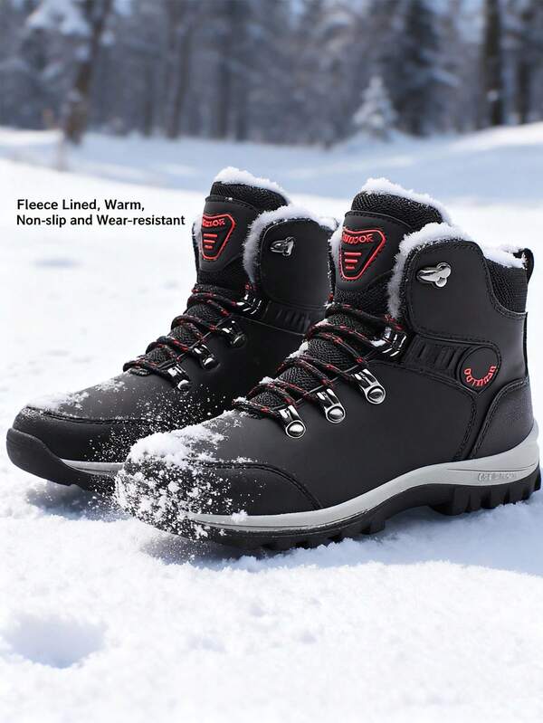 1 par (tallas 39-48) de botas de nieve negras de PU para mujer, forradas térmicamente y con aislamiento grueso. Nuevo estilo de otoño e invierno, se pueden usar en interiores como oficina y hogar, y también son adecuadas para actividades al aire libre como senderismo, montañismo, todoterreno y otras.