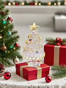 1pc Colorful Mini Crystal Christmas Tree Crafts Decoration,For Christmas Miniature Scene Decor,Mini Tabletop Decor,Car Center Console Decoration,Christmas Home Decor,Parties Atmophere Decor,Festival Christmas/Thanksgiving/New Year Gift,Christmas Stocking Fillers,Office Desk Decor,Pink Christmas Decorations,Christmas Table Decoration,Stocking Fillers