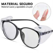 Protectores Laterales para Gafas de , Lentes de  Laterales Flexibles para Resistentes a Salpicaduras, Polvo y Arañazos, Protectores Laterales Transparentes para Lentes, 4 Pares - M - Ver 4