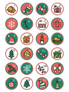1pc (3.9in-5.9in)/ 1pc A4 (7.8in-12.2in) Christmas Advent Calendar Number Stickers,1-24 Christmas Countdown Calendar Stickers,Christmas 1-24 Number Stickers,Xmas Countdown Calendar Stickers DIY,Christmas Countdown Office & School Supplies Party Gift Seal Sticker,Scrapbook Supplies,Halloween Decor,Teacher Accessories,School Supplies