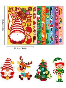 8 Piezas Juego de Pegatinas Navideñas - Papá Noel, Muñeco de Nieve, Reno, Árbol de Navidad, Pingüino, Calcomanías para Decorar, Pegatinas DIY para Fiesta Navideña, Relleno de Bolsas de Regalo y Juguetes