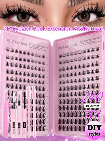 240pcs/24 Rows Cartoon Eyelashes Set, Includes Various Styles Such As Cartoon Eyelash Clusters, Anime Eyelash Clusters, Eyelash Extension Clusters, Natural Style Eyelashes, Fairy Style Eyelashes, Single Strand Cartoon Eyelashes Suitable For Beginners