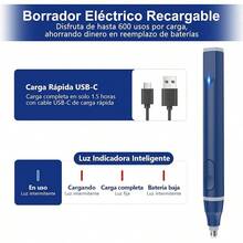 GuDoQi Borrador Eléctrico Recargable USB-C, 220 Piezas Recambio 2 Tamaños, Automático Borrador para Artistas, Ideal para Dibujo Profesional, Arquitectura, Bellas Artes y Oficina, Negro - Azul - Ver 2