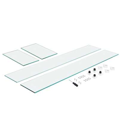 Glass Wind Guard For Rectangular Fire Pit Table 798 X 317 X 165 Mm, 8mm Thick And Sturdy Tempered Glass Panel With Hard Aluminum Corner Bracket & Rubber Feet, Easy To Assemble