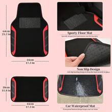NBTEPEM Leather Steering Wheel Cover And Waterproof Car Floor Mats,Microfiber Universal Car Combo Fit For 95% Sedan,SUV,Cars,14.5-15inch Sporty Anti-Slip Safety Comfortable Design - Black and Pink - 查看 3