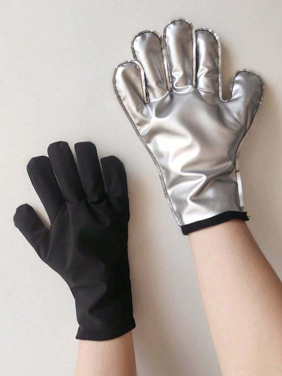 1pc PU Sports Sweat Gloves, Sauna Sweat Absorbing Hand Protector, Moisturizing Smooth Coating, Sweat Enhancing, Suitable For Home Use - Silver - View 1