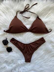 Delta Wing Bikini Set In Suplex Polyamide – Sexy, Comfortable And Stylish! Summer 2025 - Rust Brown - View 1