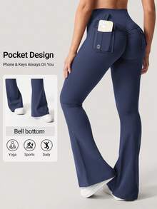 YEOREO Flare Leggings With Pockets For Women Butt Lifting Gym Yoga Leggings Flare Leggings Joggers For Women Fall Clothes For Women Winter Clothes For Women - Hải quân - Xem 10