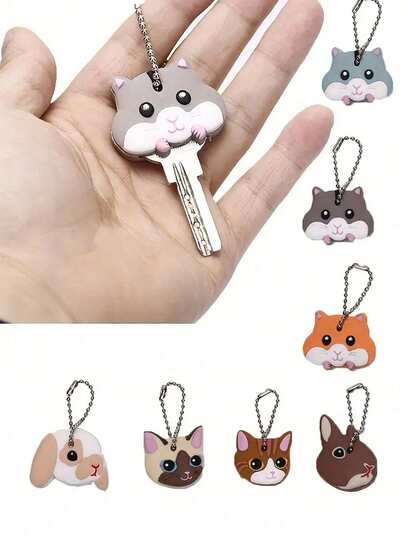 2pcs Cartoon Animal Random Cute Silicone Keychain Wallet Backpack Car Charm Earphone Accessories, Gift For Women And Men Car Accessories Bag Charm School Animal Goth Y2k