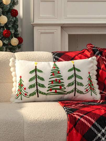 1pc Christmas Decorative Pillow Cover, Soft & Comfortable, 11.81*19.68 Inches (30*50cm), Suitable For Sofa, Living Room, Bedroom, Car, Office, Hotel, Versatile Decor, Perfect Christmas Gift For Family And Friends