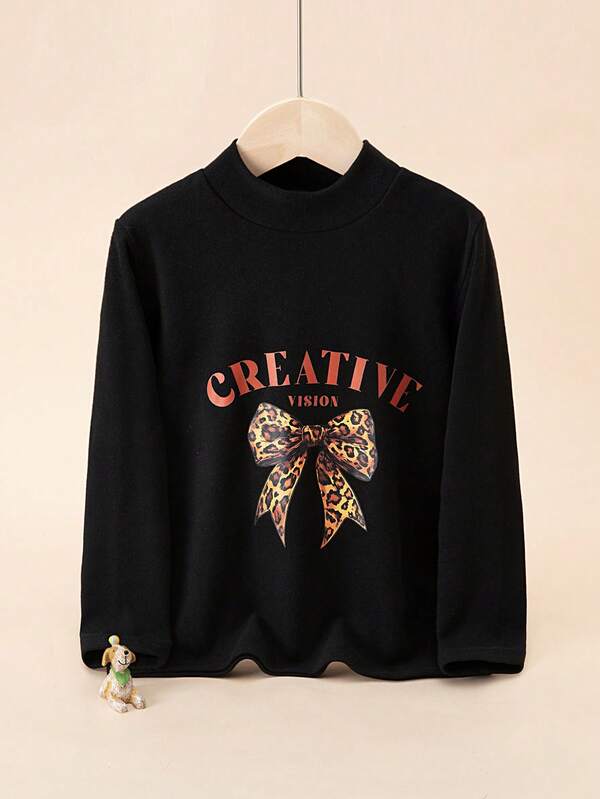 بنطلون نوم فتيات صغيرات من الفليس الناعم والمريح، بتصميم الفهد والفيونكة والحروف، بأكمام طويلة وياقة عالية، ملابس داخلية دافئة مناسبة للخريف والشتاء