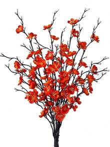 Artificial Flowers White Plum Blossom 21.7'' Fake Wintersweet Long Stem Plastic Flowers Home Hotel Office Wedding Party Garden Decor